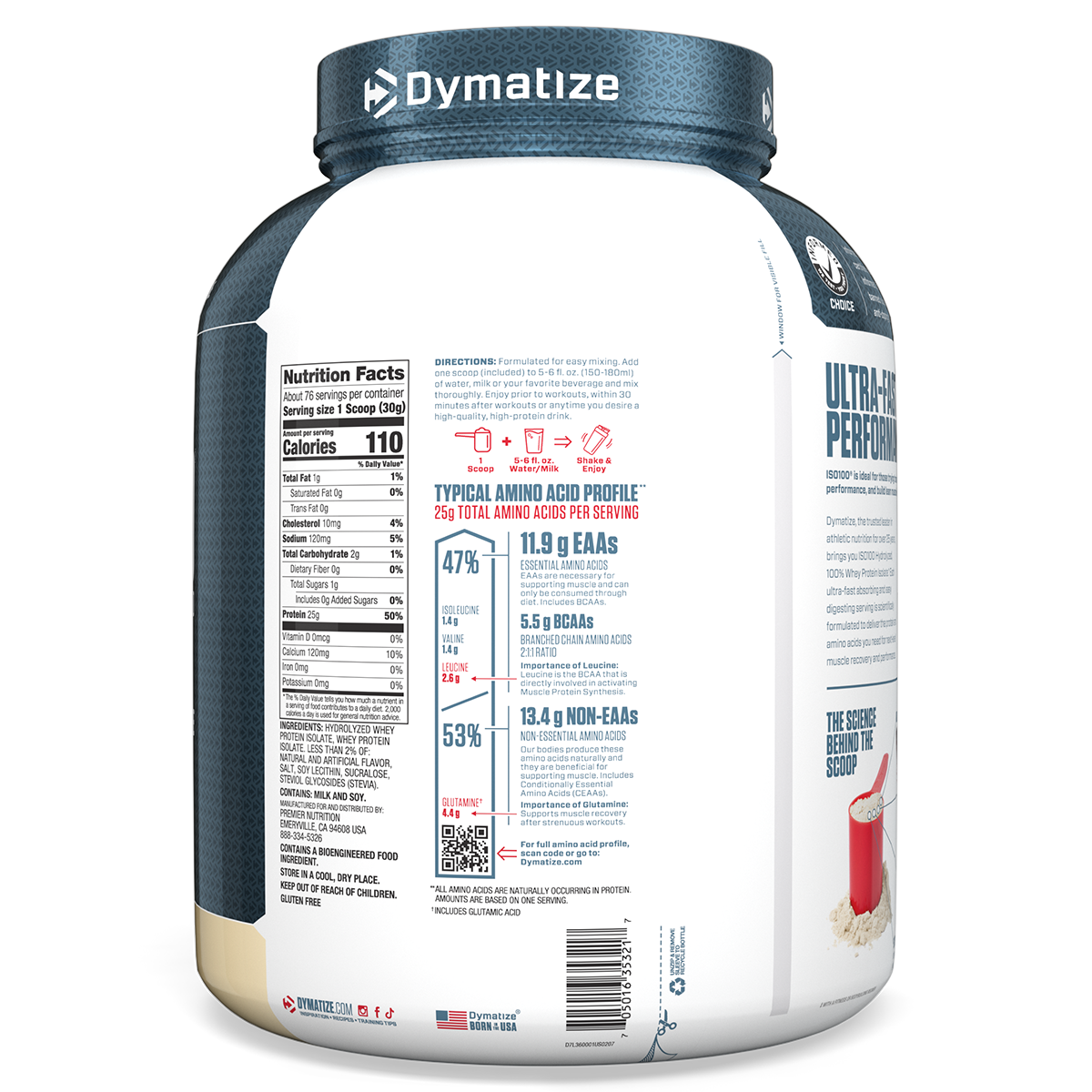 Dymatize ISO100 Hydrolyzed Whey Protein Isolate - Gourmet Vanilla (5lb)