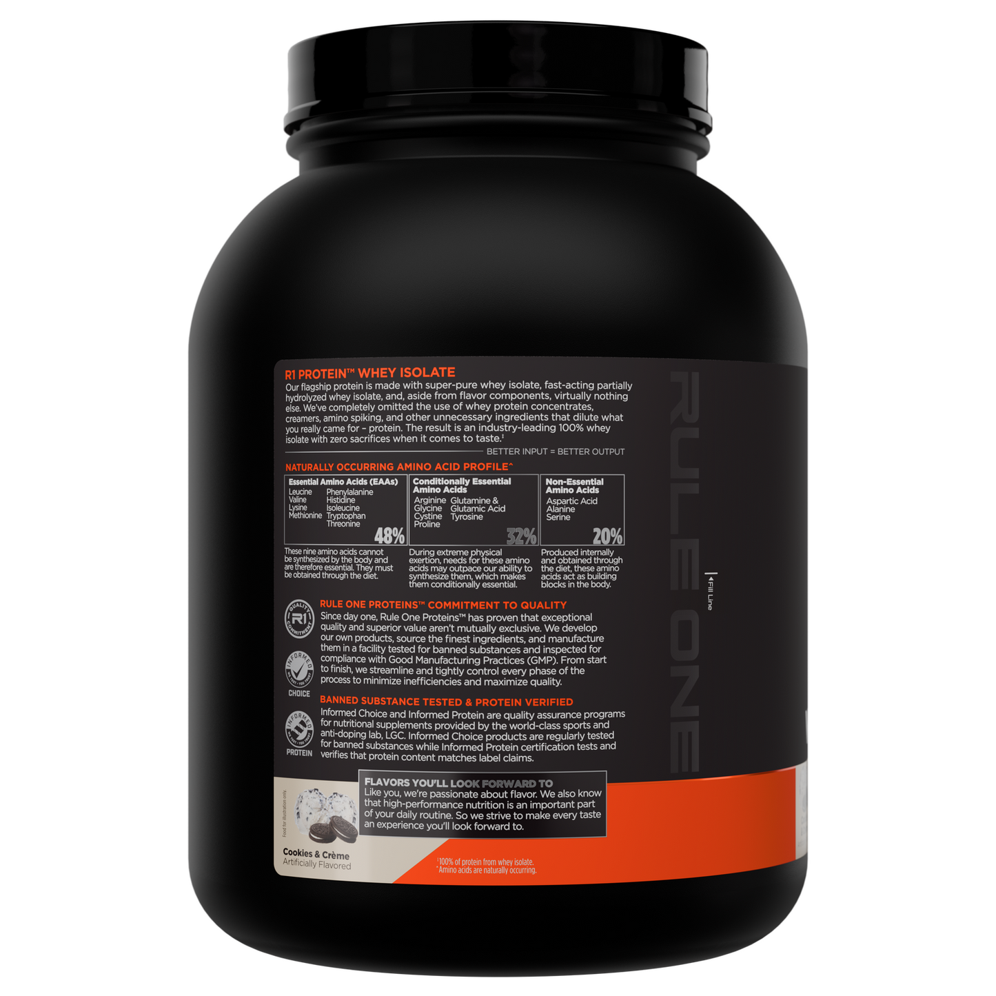 Rule 1 Whey Protein Isolate - Cookies & Creme (3lb)