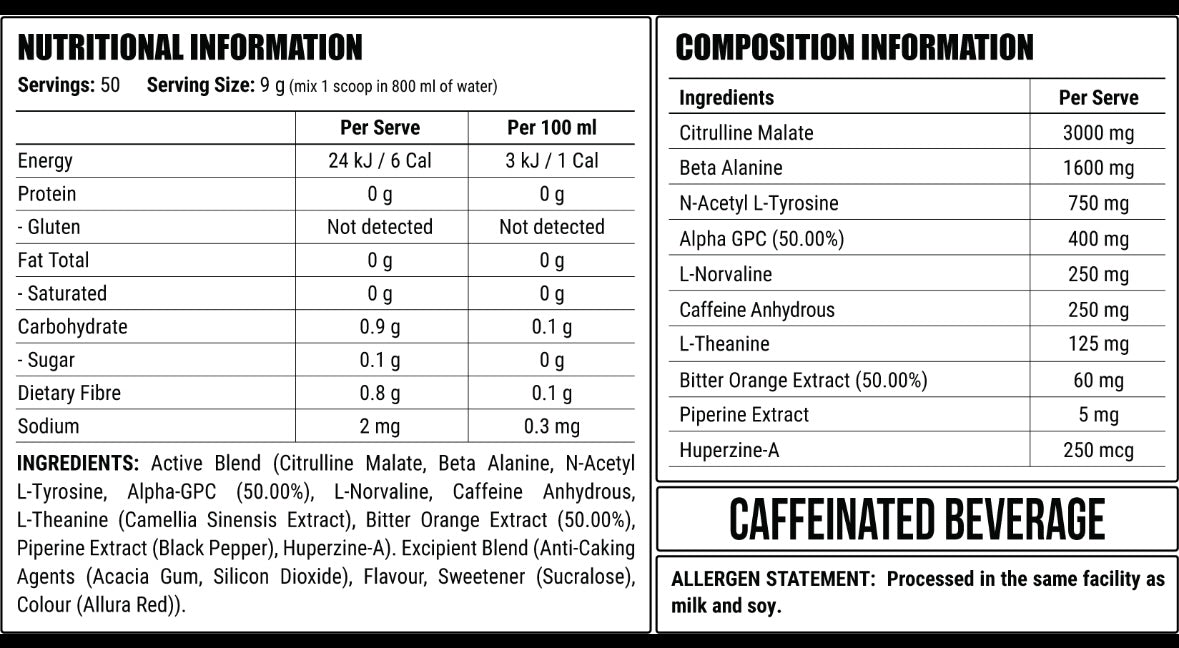 Disorder Faction Lab Pre-Workout - Red Russian (Raspberry Flavour) (450g | 50 Serves)