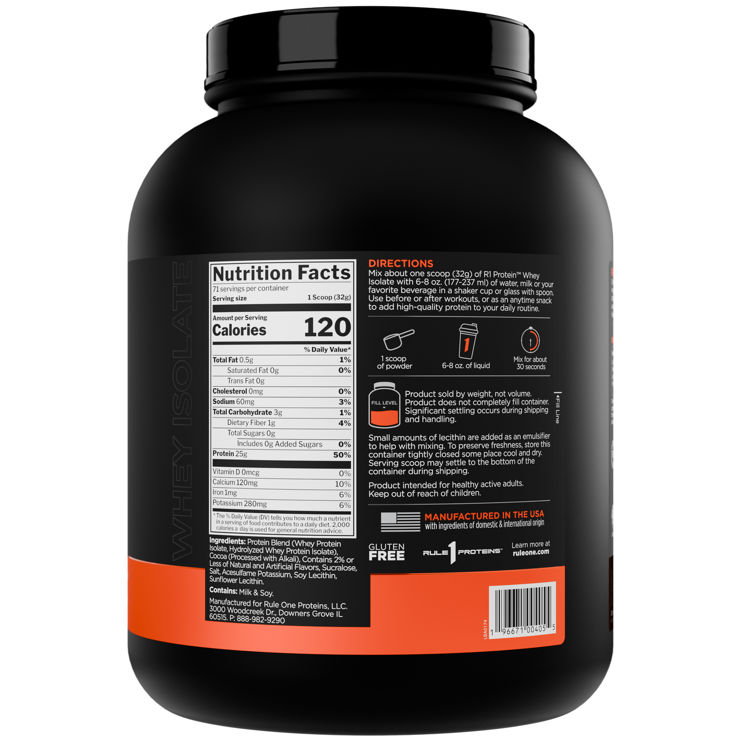 Rule 1 Protein Whey Isolate - Chocolate Fudge 5lb