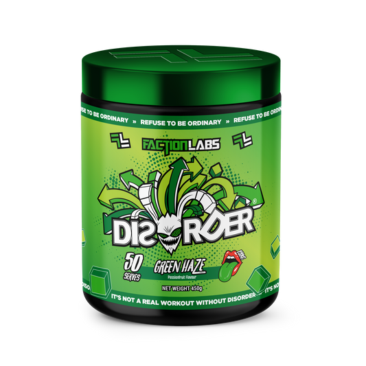 Disorder Faction Labs Pre-Workout - Green Haze (Passion Fruit Flavour) (450g | 50 Serves)