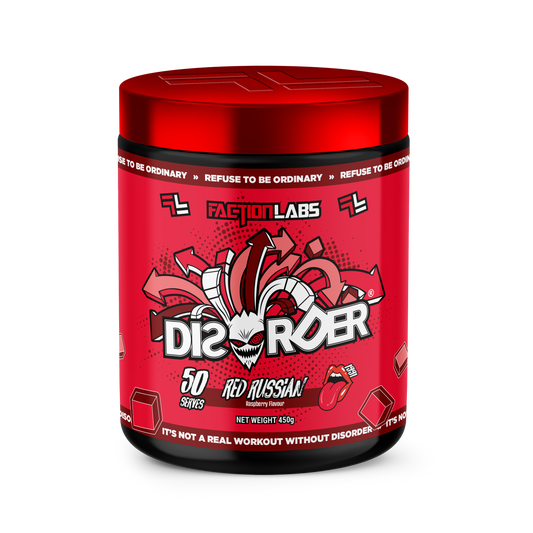 Disorder Faction Lab Pre-Workout - Red Russian (Raspberry Flavour) (450g | 50 Serves)