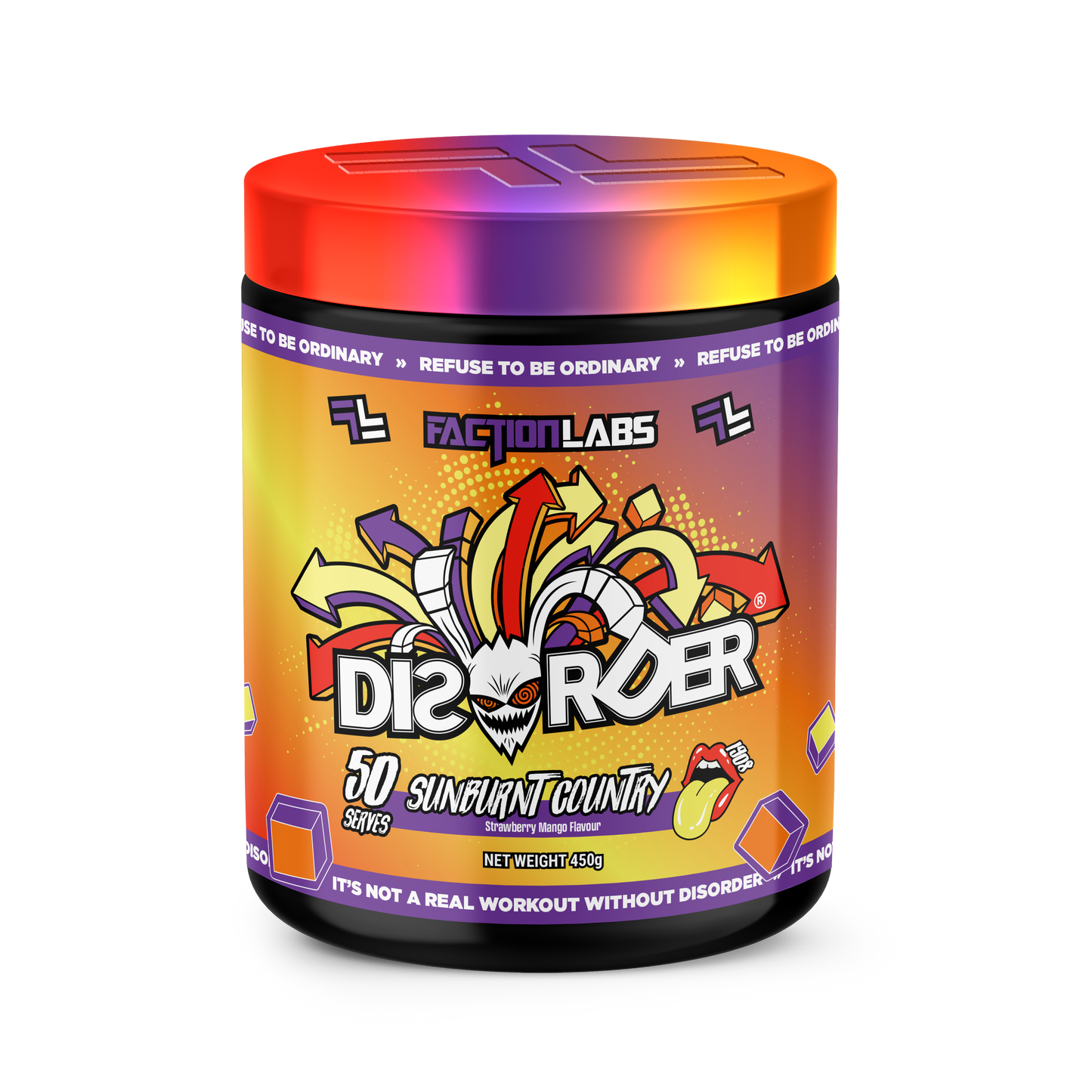 Disorder Faction Labs Pre-Workout - Sunburnt Country (Strawberry Mango Flavour) (450g | 50 Serves)