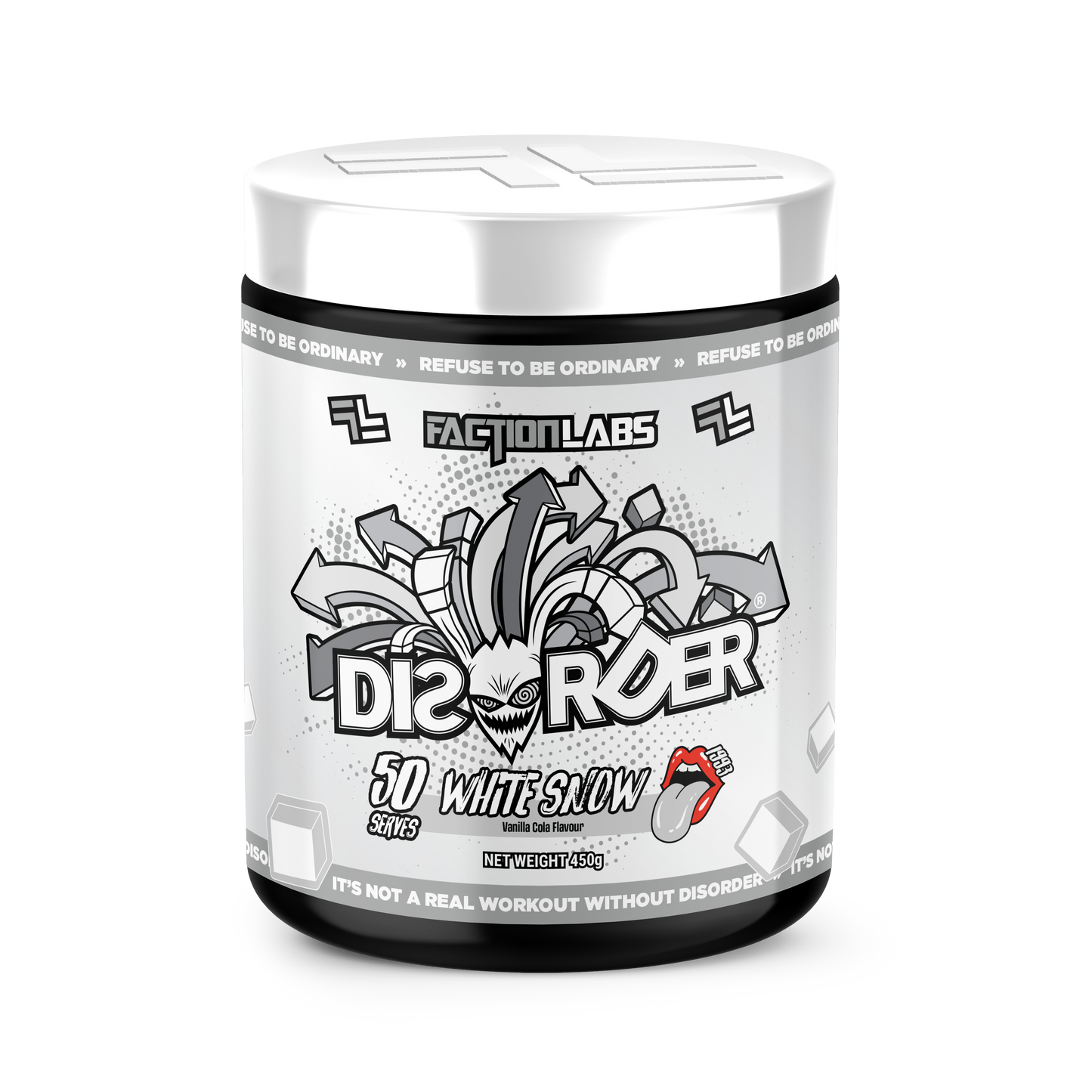 Disorder Faction Labs Pre-Workout - White Snow (Vanilla Cola Flavour) (450g | 50 Serves)