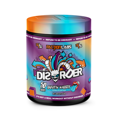 Disorder Faction Labs Pre-Workout - Rainbow Warrior (Bubblegum Ice Cream Flavour) (450g | 50 Serves)