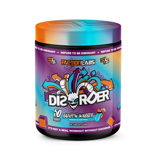 Disorder Faction Labs Pre-Workout - Rainbow Warrior (Bubblegum Ice Cream Flavour) (450g | 50 Serves)