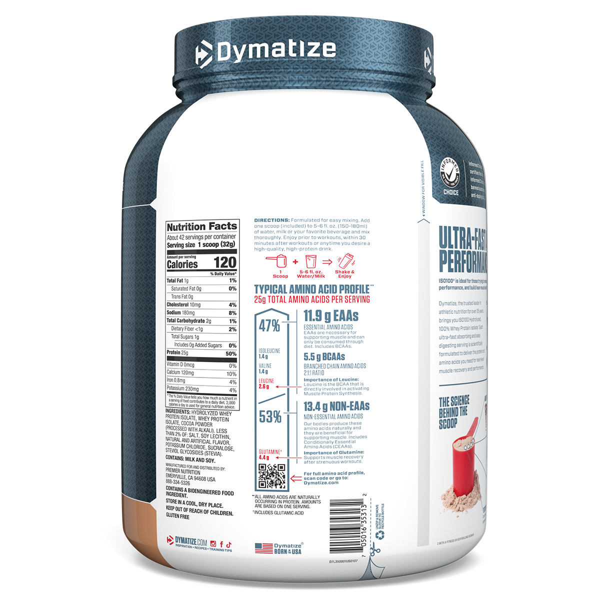 Dymatize ISO100 Hydrolyzed Whey Protein Isolate - Gourmet Chocolate (3lb)