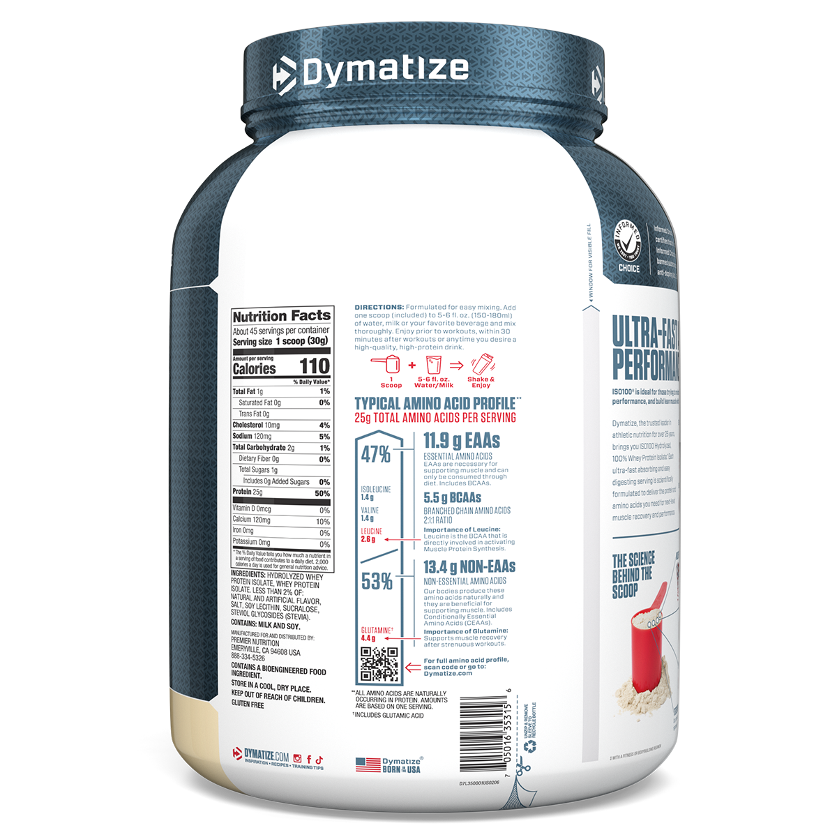 Dymatize ISO100 Hydrolyzed Whey Protein Isolate - Gourmet Vanilla (3lb)