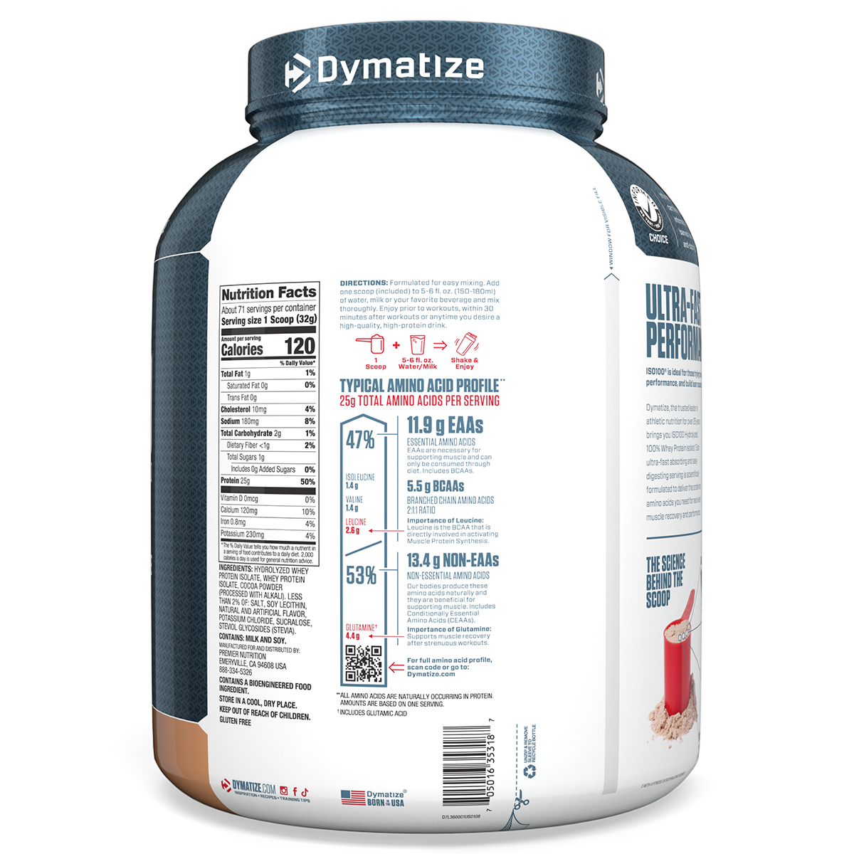 Dymatize ISO100 Hydrolyzed Whey Protein Isolate - Gourmet Chocolate (5lb)