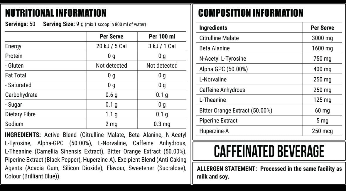 Disorder Faction Labs Pre-Workout - Blue Pearl (Candy Bomb Flavour) (450g | 50 Serves)