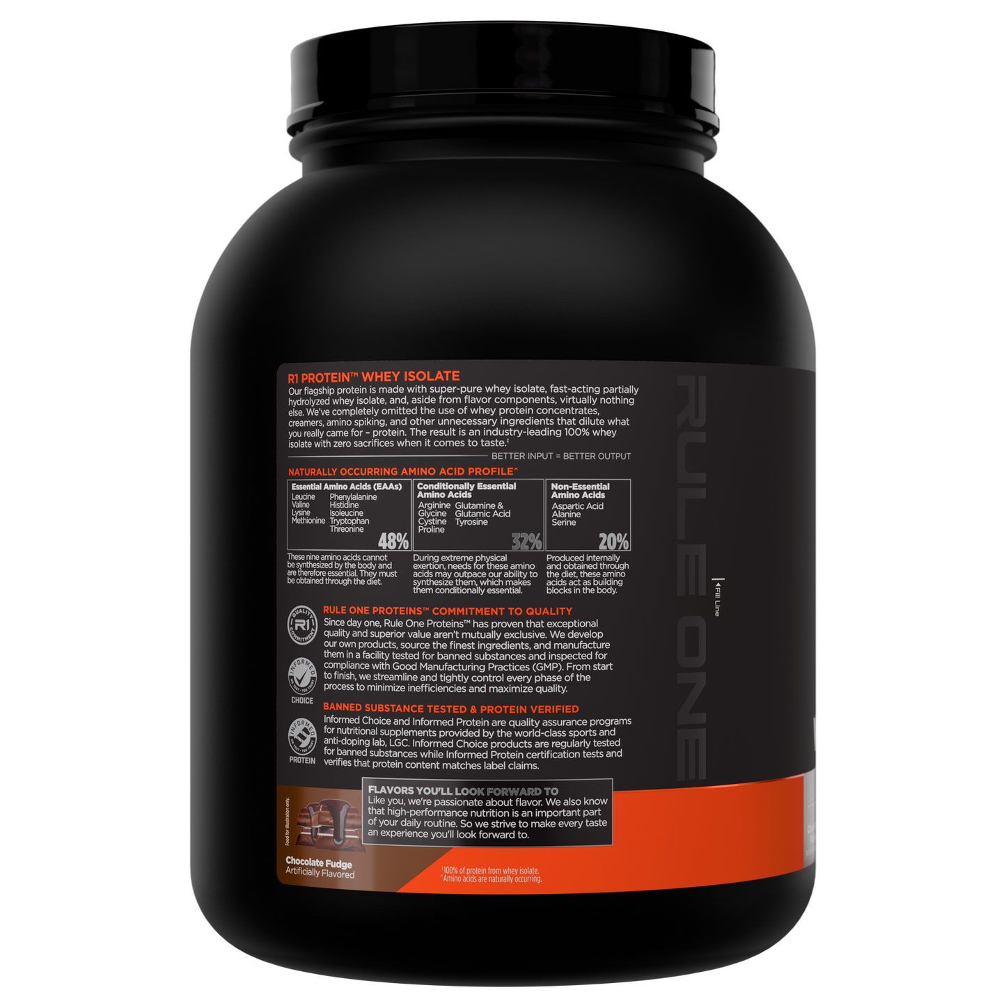 Rule 1 Whey Protein Isolate - Chocolate Fudge (3lb)