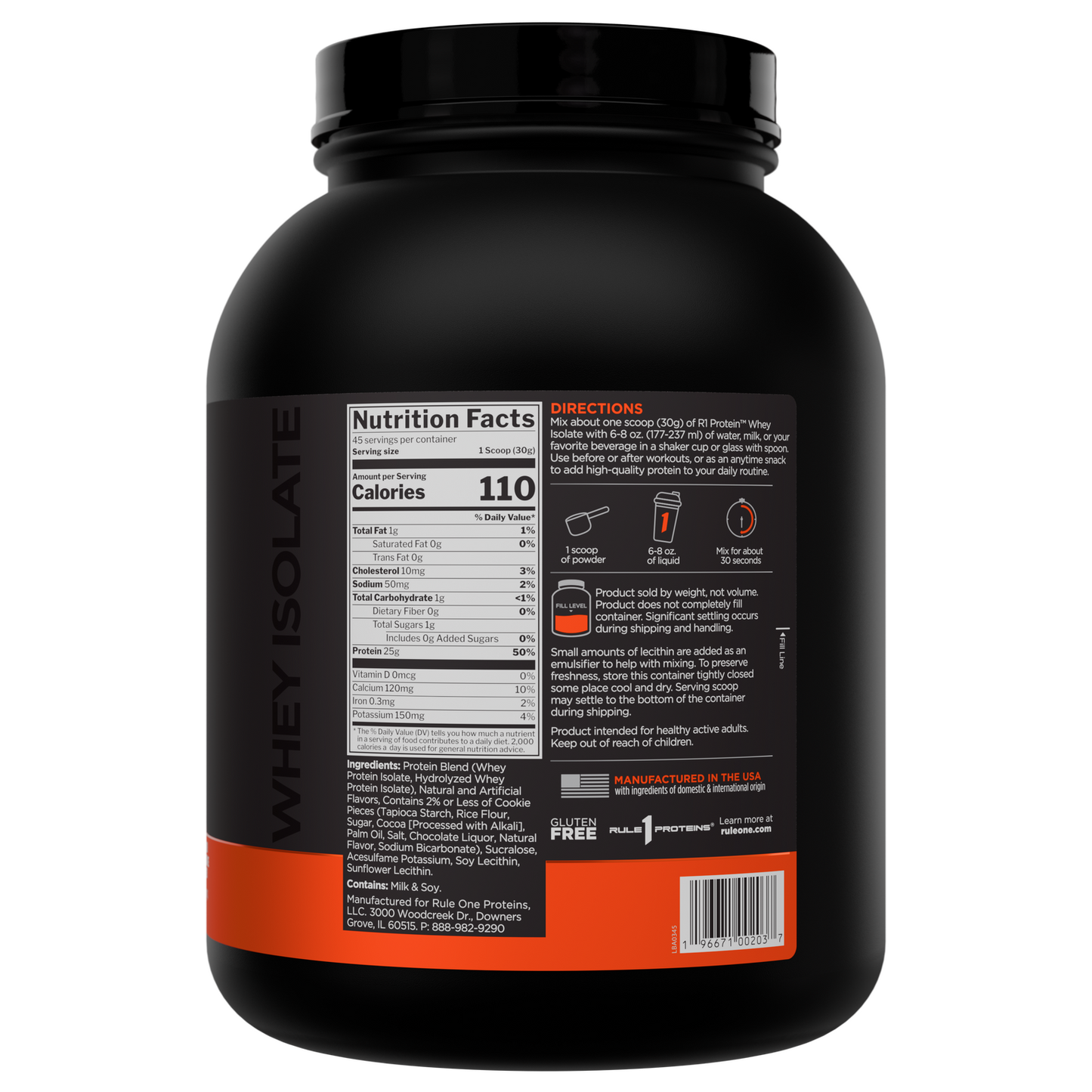 Rule 1 Whey Protein Isolate - Cookies & Creme (3lb)
