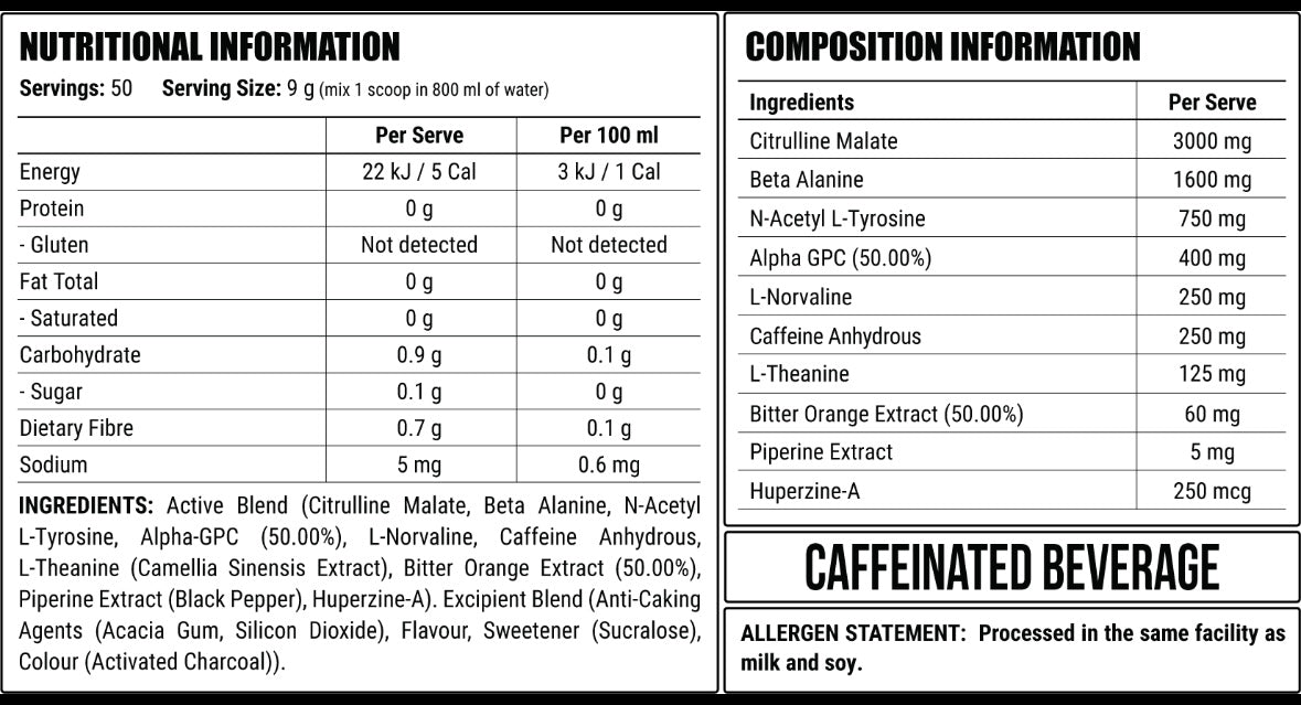 Disorder Faction Labs Pre-Workout - Black Fire (Grape Flavour) (450g | 50 Serves)