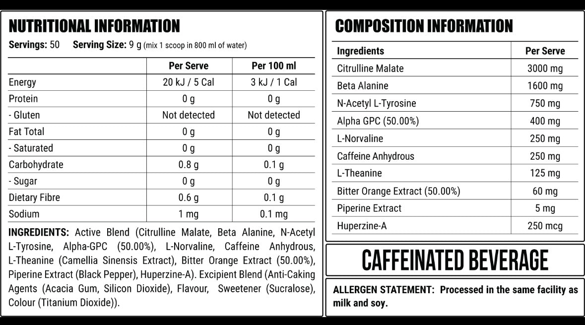 Disorder Faction Labs Pre-Workout - White Snow (Vanilla Cola Flavour) (450g | 50 Serves)