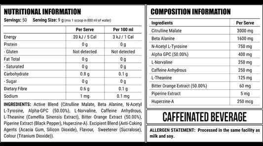 Disorder Faction Labs Pre-Workout - White Snow (Vanilla Cola Flavour) (450g | 50 Serves)